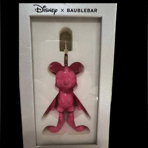 DISNEY X BAUBLEBAR Barbie Bubblegum Pink Mickey Mouse Keychain Bag Charm NEW NWT - Picture 2 of 16